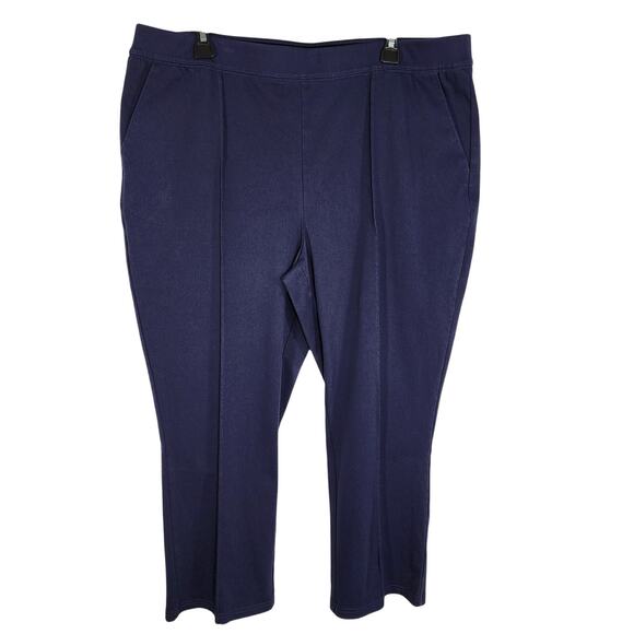 Denim & Co. Women's Pants Size XL Knit Easy Flex Twill Crop Kick Navy A596313 - Picture 1 of 8